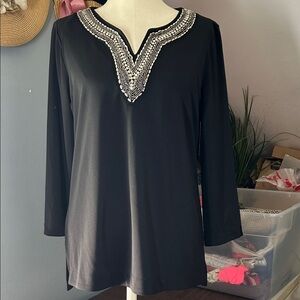 Rafaella Black Tunic with Silver Embellishments